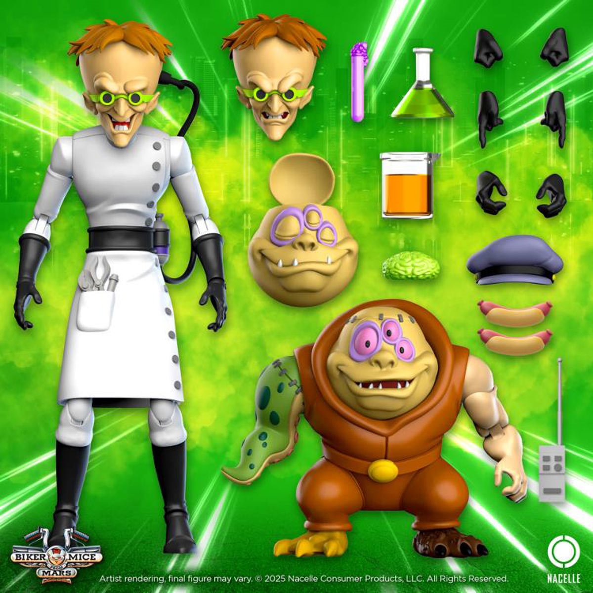 Biker Mice from Mars Wave 2 Dr. Karbunkle and Fred The Mutant 7-Inch Scale Action Figures TNC17611 US-IMPORT