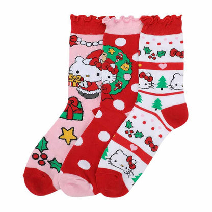 Sanrio Hello Kitty Christmas Box Crew Socken 3-Pack BWCRF71R