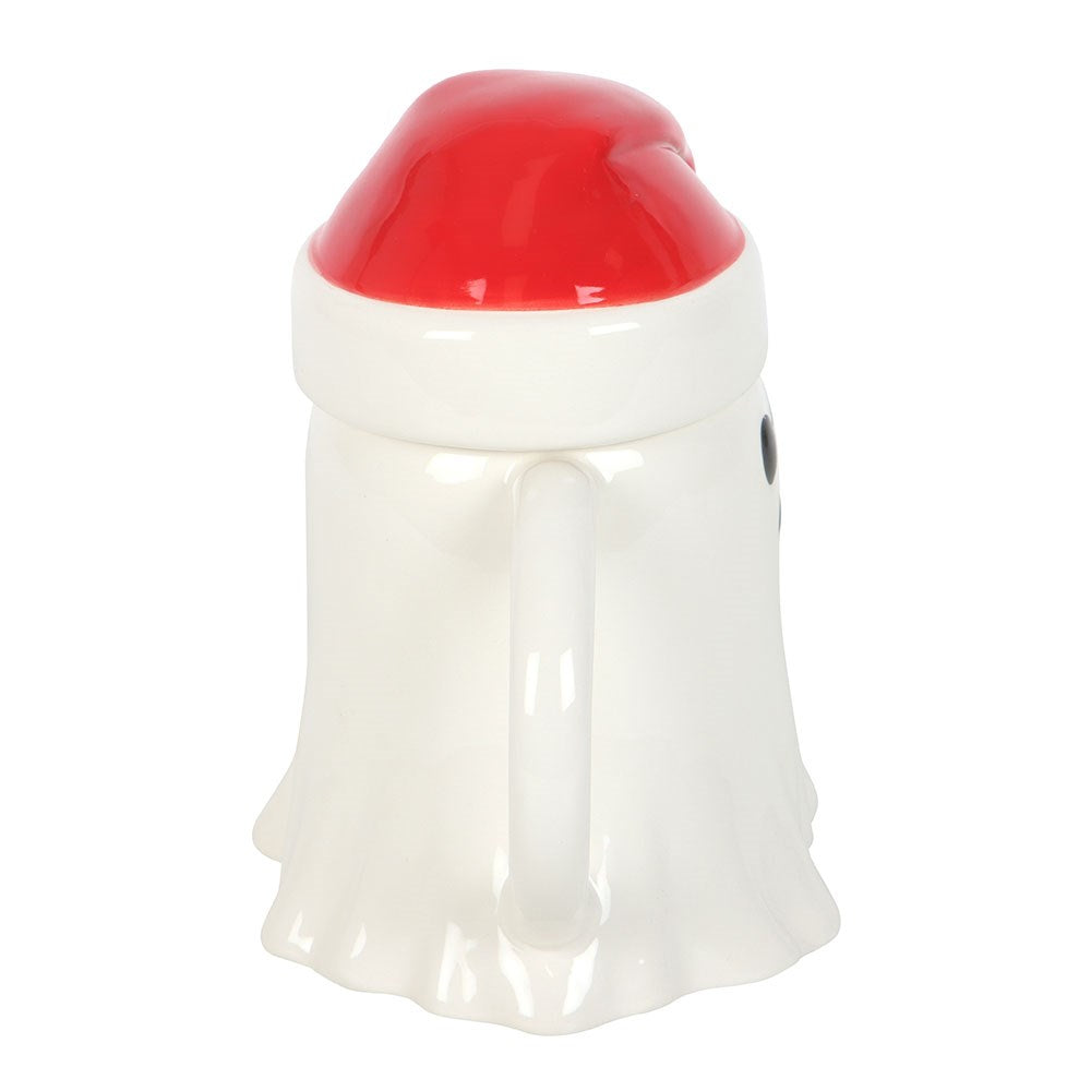 Merry Creepmas Ghost Tasse mit Nikolausmützen-Deckel (500 ml)