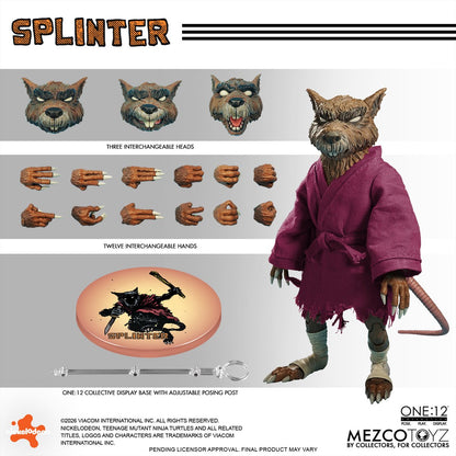 PRE-ORDER Teenage Mutant Ninja Turtles Master Splinter One:12 Collective Action Figure MZ75519 US-IMPORT