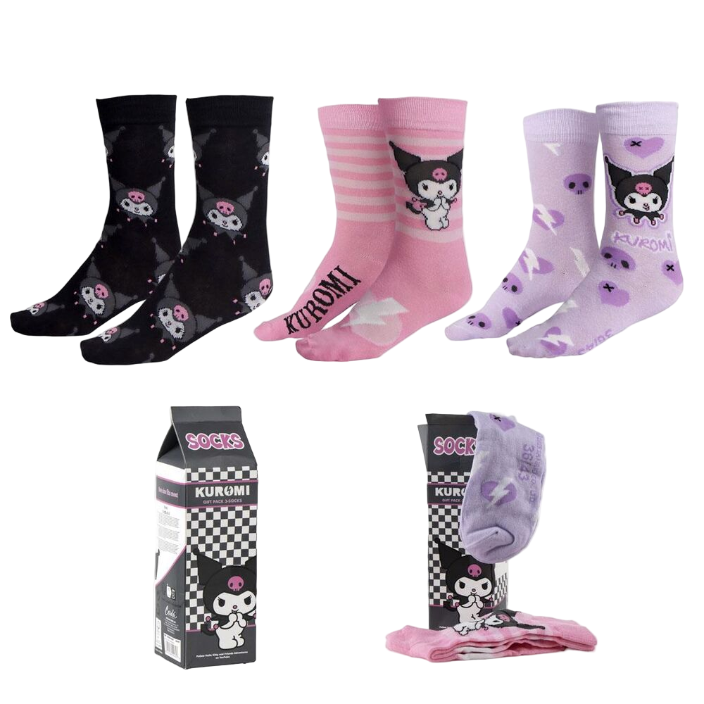 Hello Kitty Kuromi pack 3 adult socks