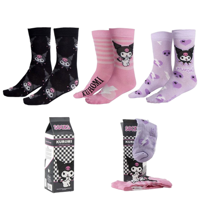 Hello Kitty Kuromi pack 3 adult socks