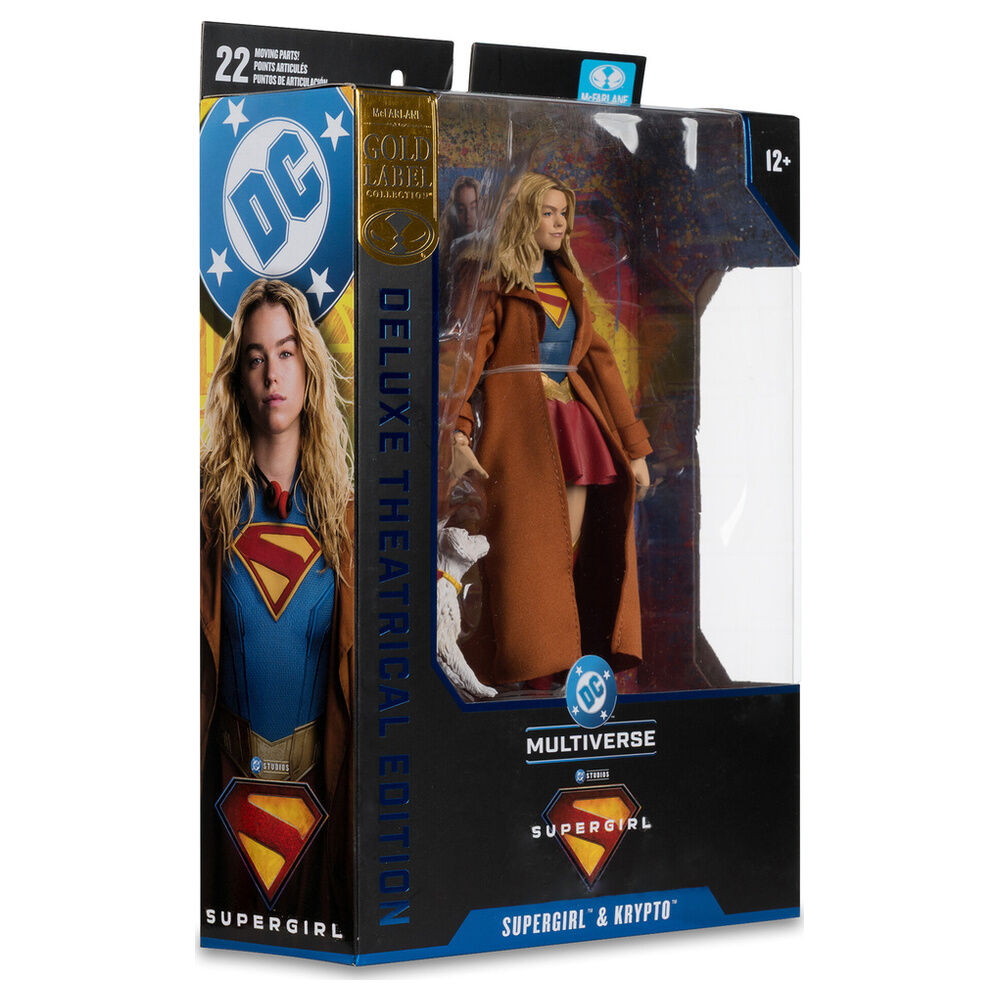 PRE-ORDER DC Comics Supergirl Deluxe Theatrical Edition Gold Label Collection Supergirl & Baby Kripto figure 18cm