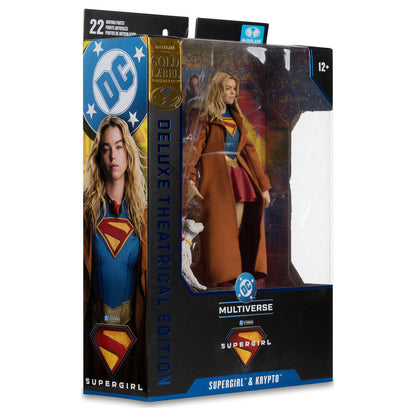 PRE-ORDER DC Comics Supergirl Deluxe Theatrical Edition Gold Label Collection Supergirl & Baby Kripto figure 18cm